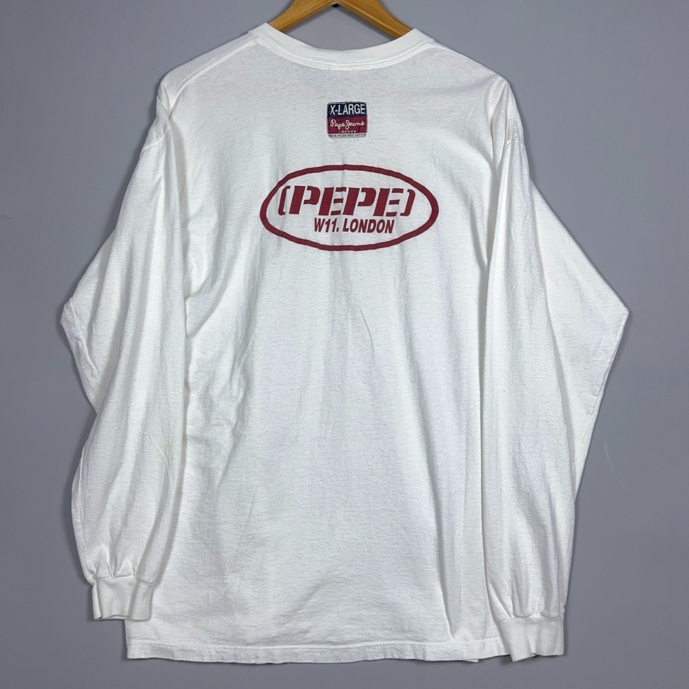 Pepe Jeans London Vintage Long Sleeve Shirt Mens Size XL Cotton White Streetwear
